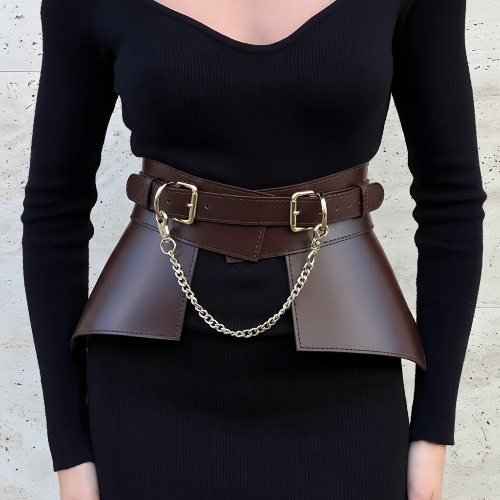Leather Peplum Skirt With Chain ITALY