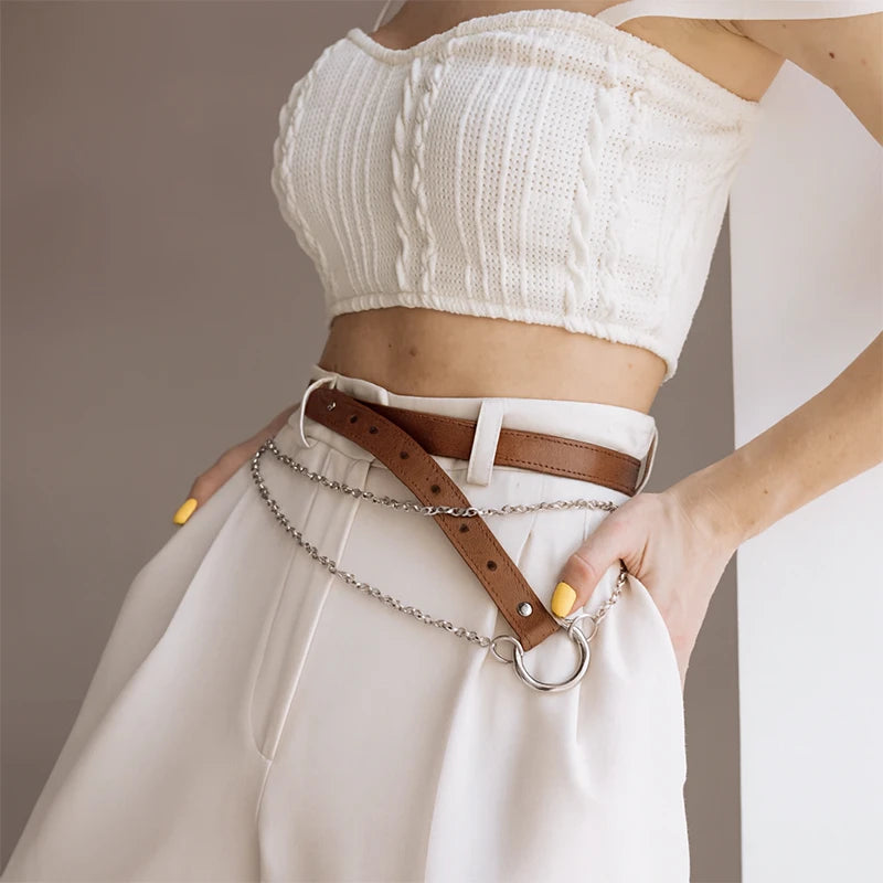 Leather Belt With Chains ILLER