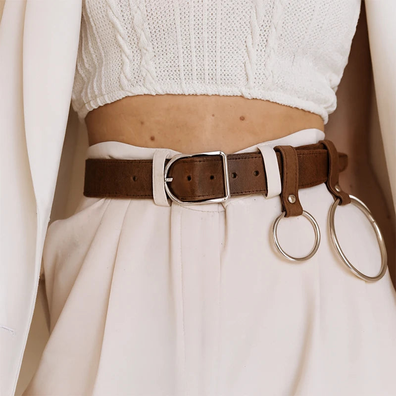 Leather Belt With 2 rings BAGUE