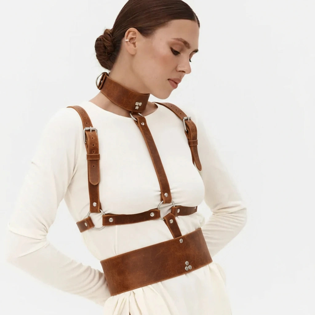 Leather Harness Corset HELIOS