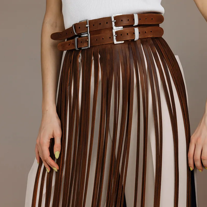 Leather Fringe Skirt ARGO