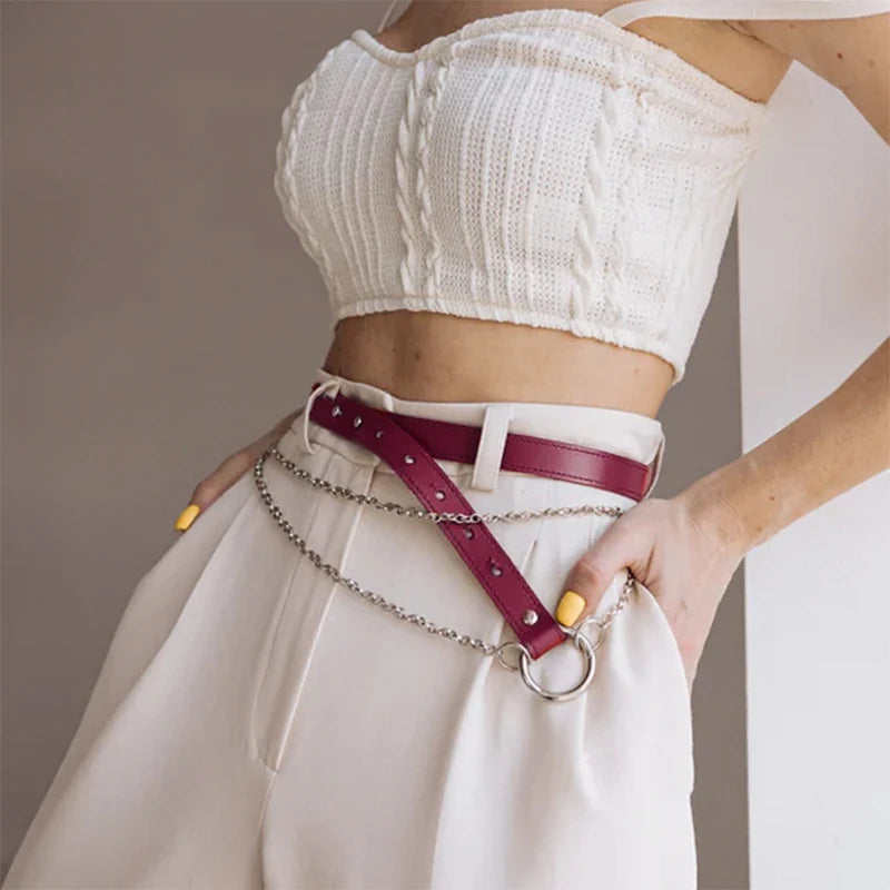 Leather Belt With Chains ILLER