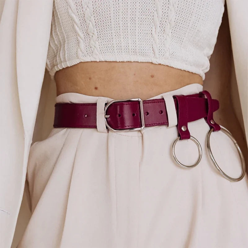 Leather Belt With 2 rings BAGUE