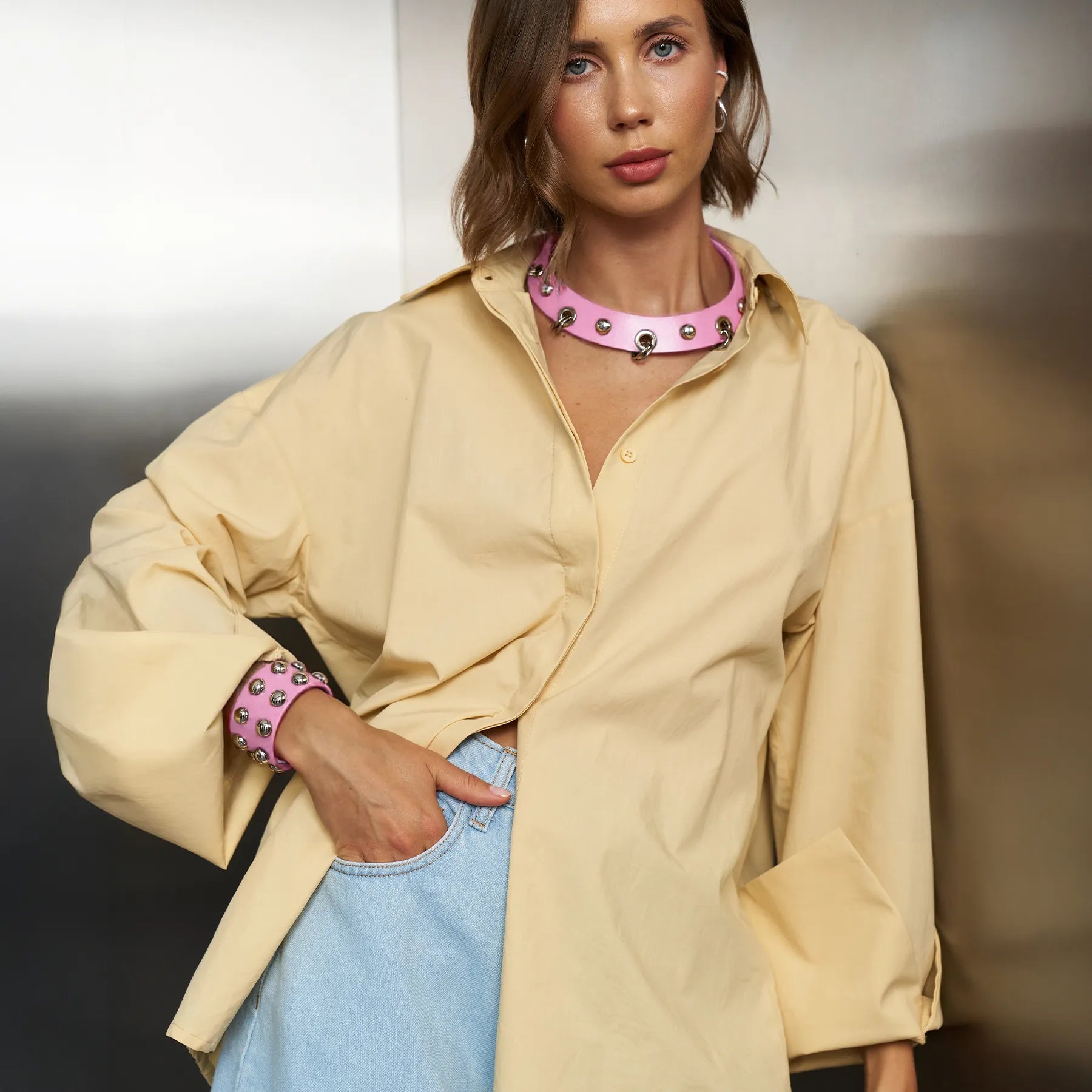 Leather Set Choker and Bracelet Sati