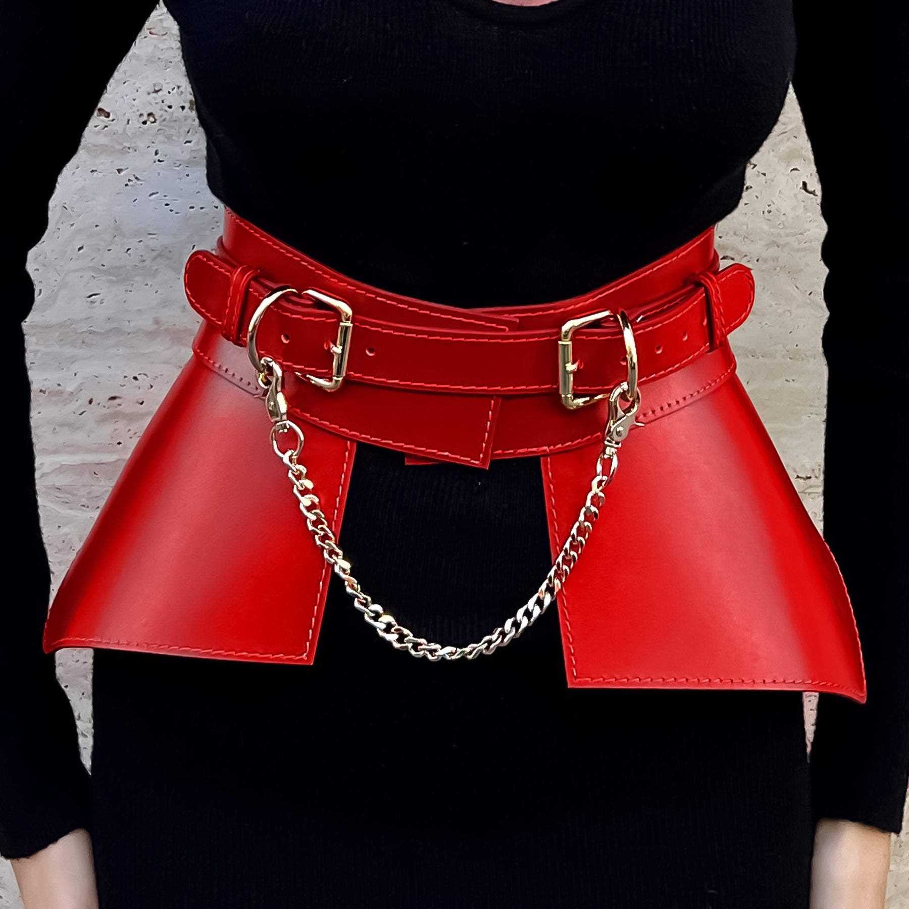 Leather Peplum Skirt With Chain ITALY