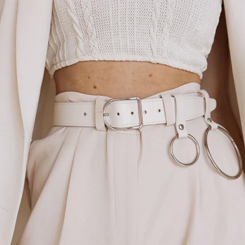 Leather Belt With 2 rings BAGUE