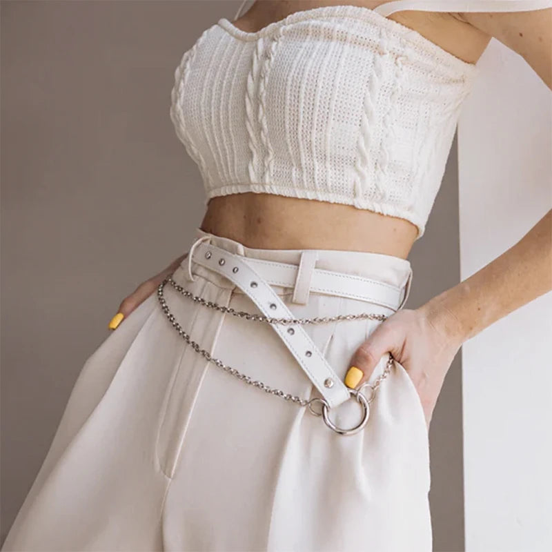 Leather Belt With Chains ILLER