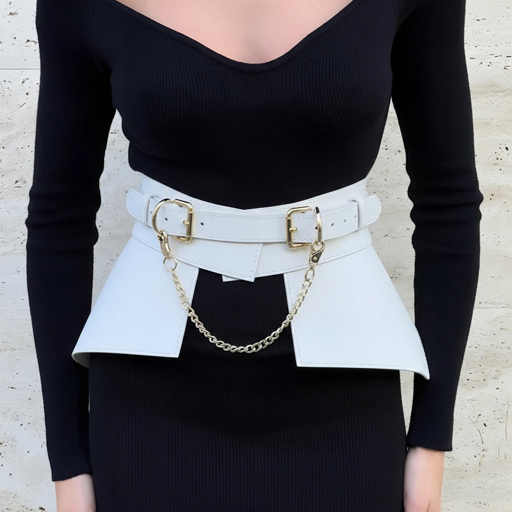 Leather Peplum Skirt With Chain ITALY