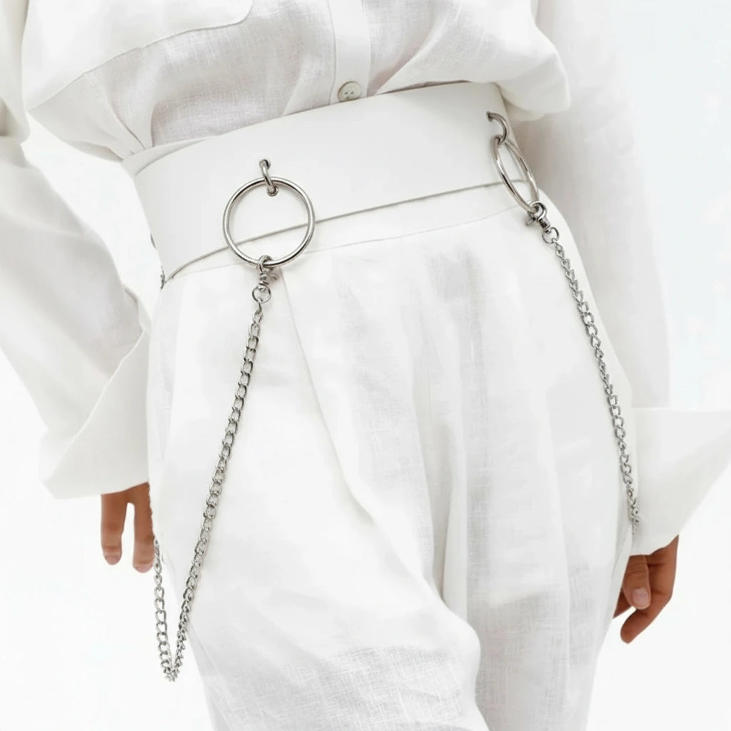 Leather Waist Belt with Chain AURORA